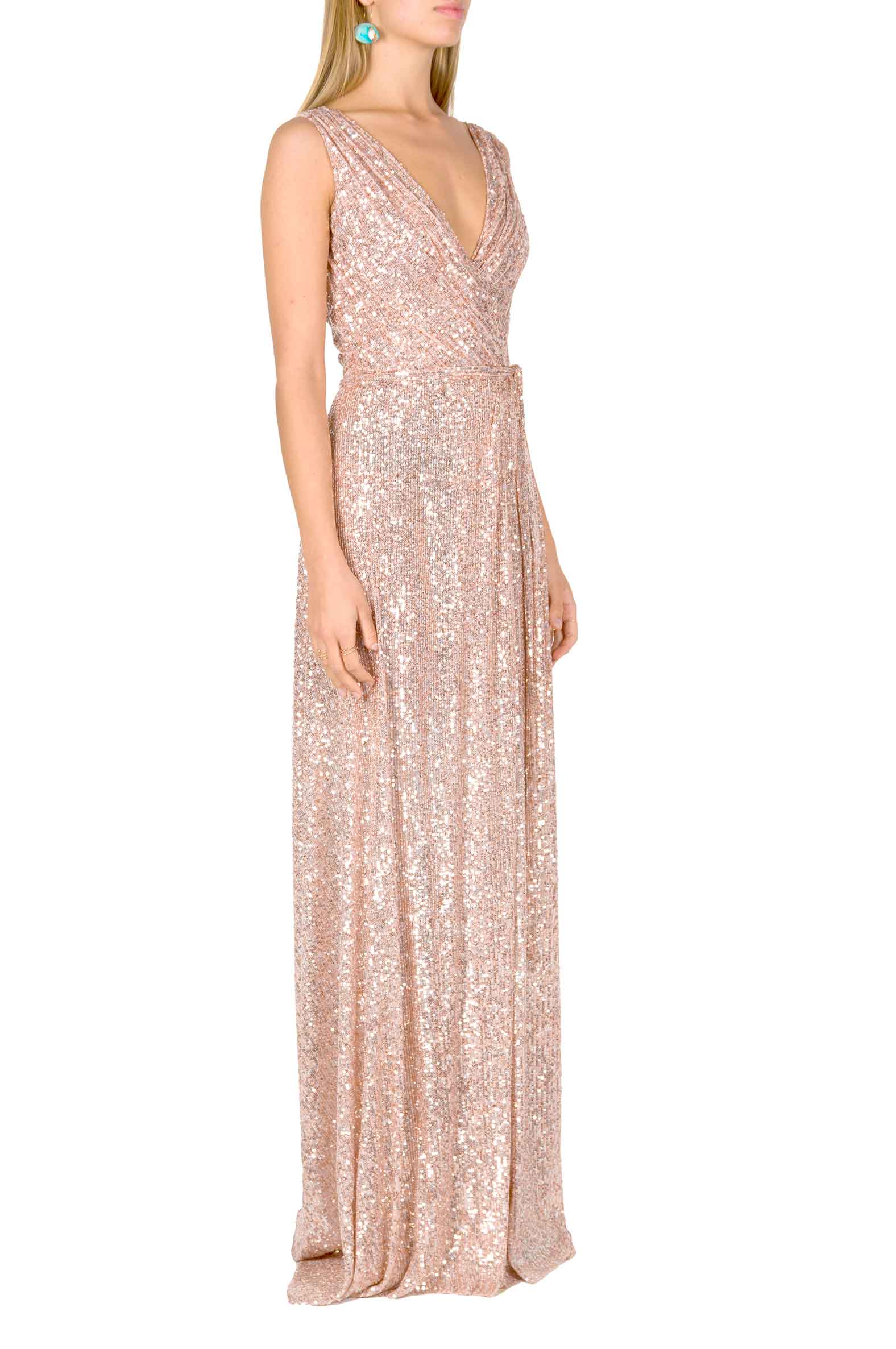 Pink Sequin Wrap Dress
