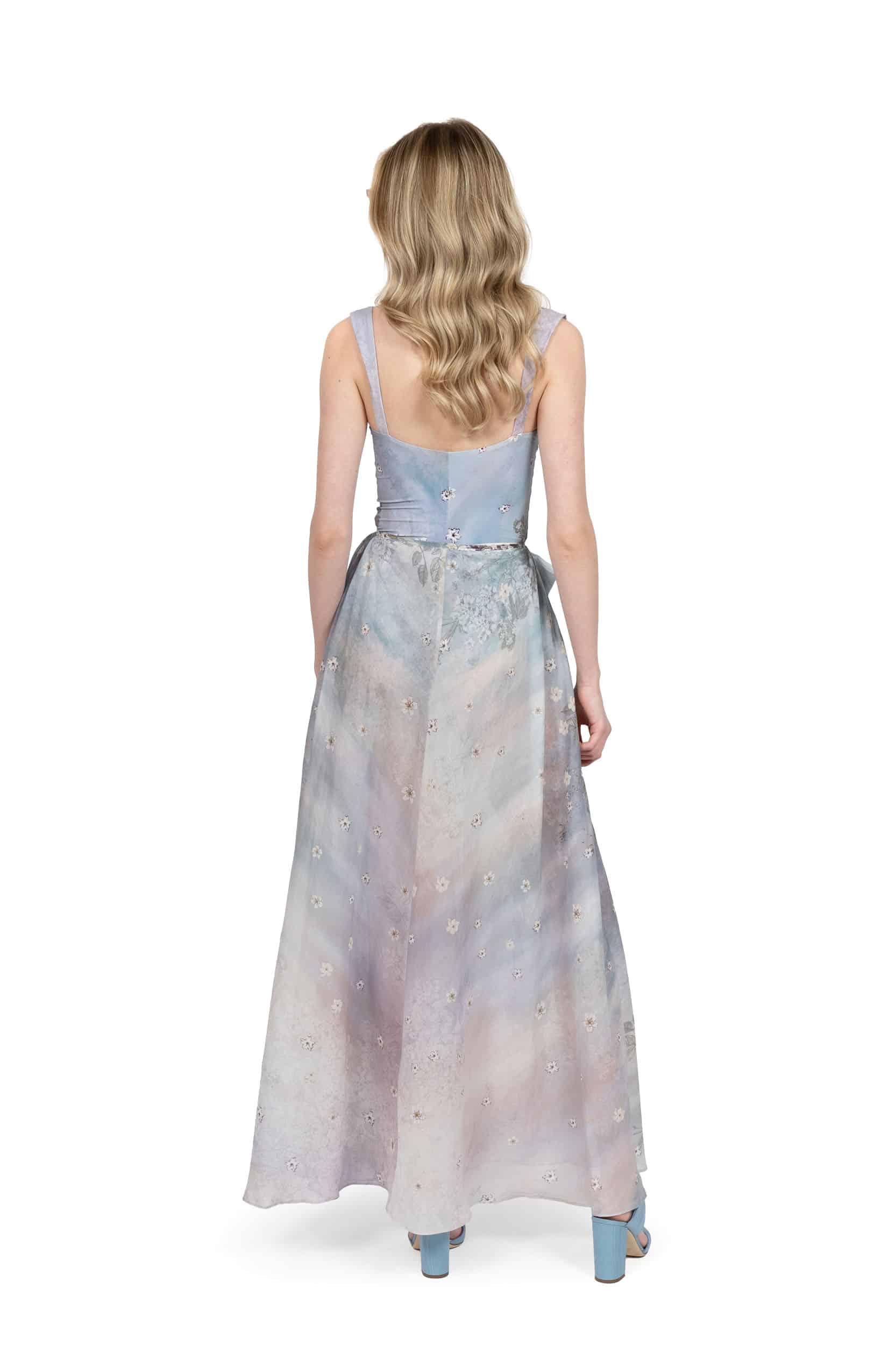 Overlay skirt with bow in rebrodè cotton