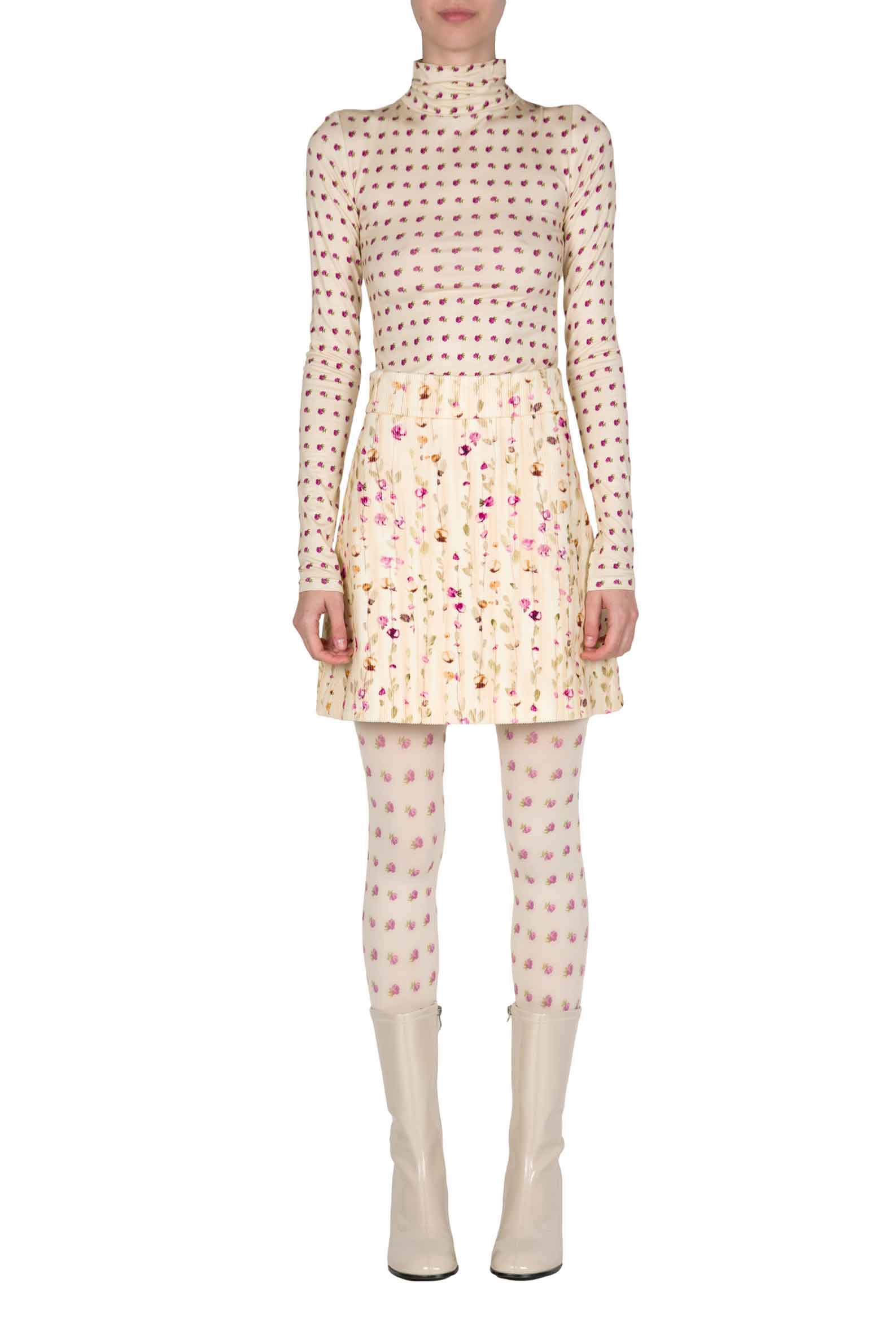 Flower Garland Velvet Mini Skirt
