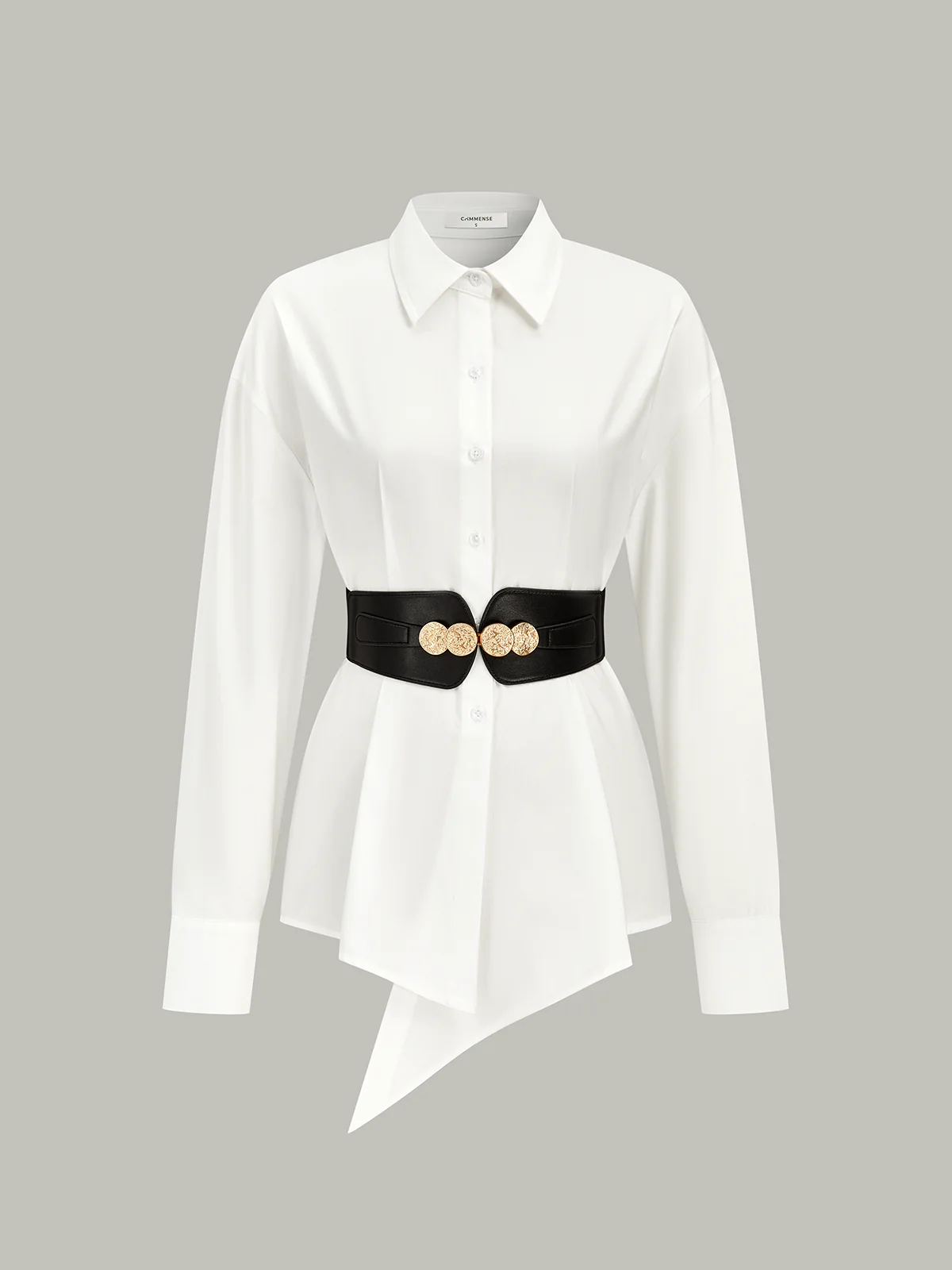 Pure cotton breathable Wide Belted Cotton Asymmetric Shirt