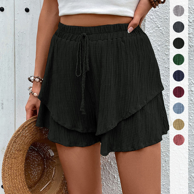 Women’s Solid Color High Waist Oversized Casual Shorts
