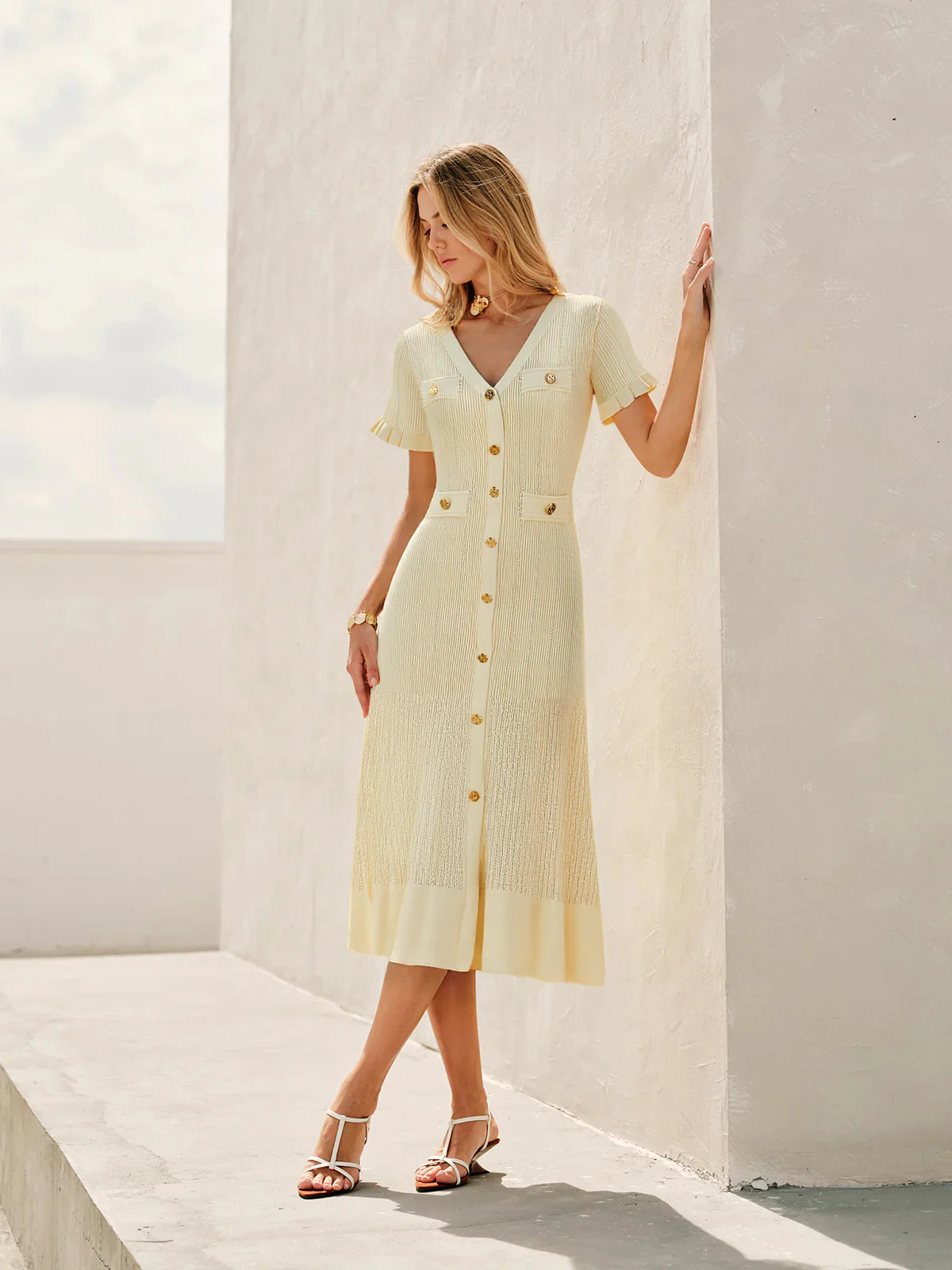 Knit Cardigan Midi Dress