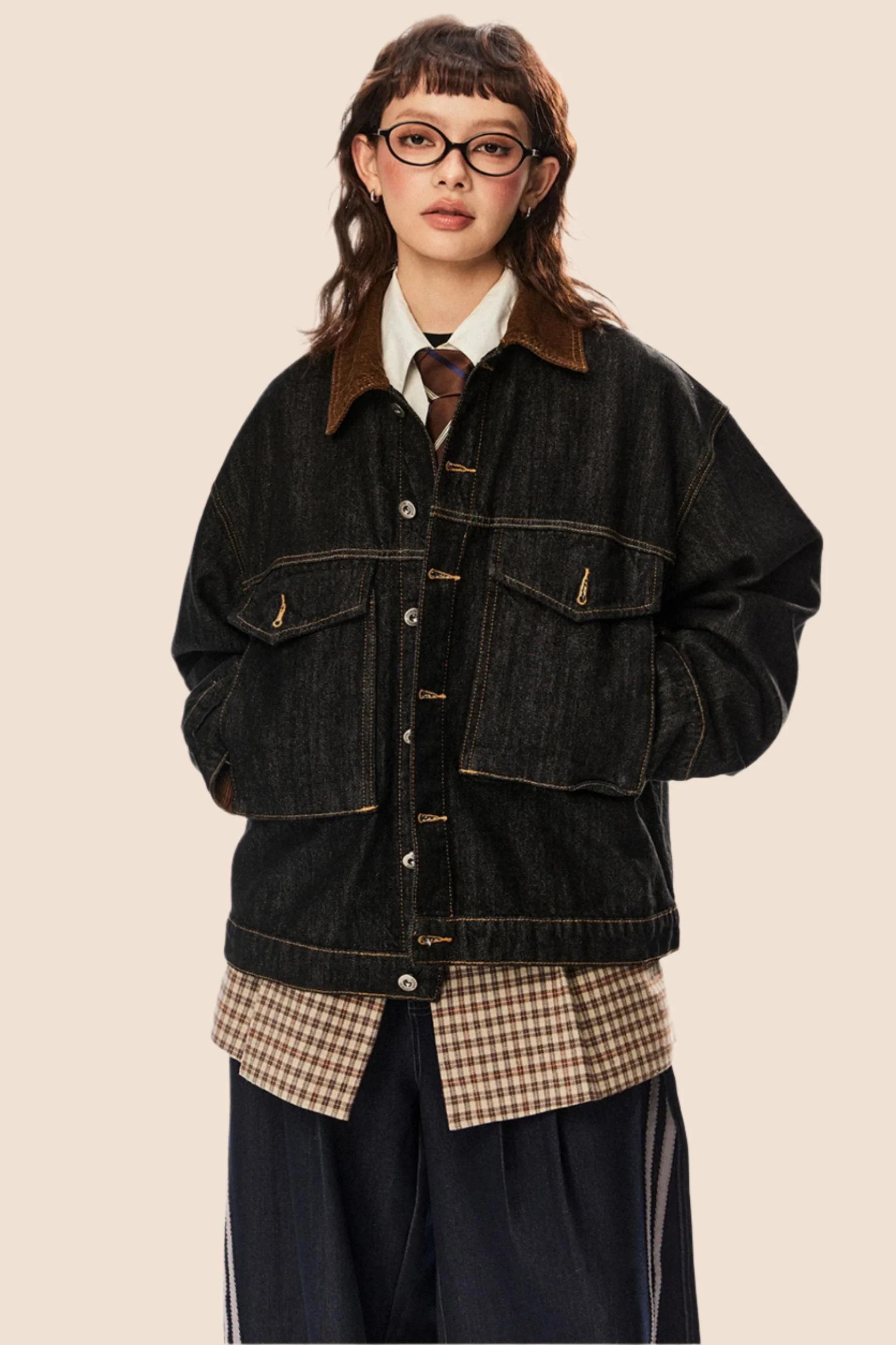 Retro Cropped Denim Cargo Jacket
