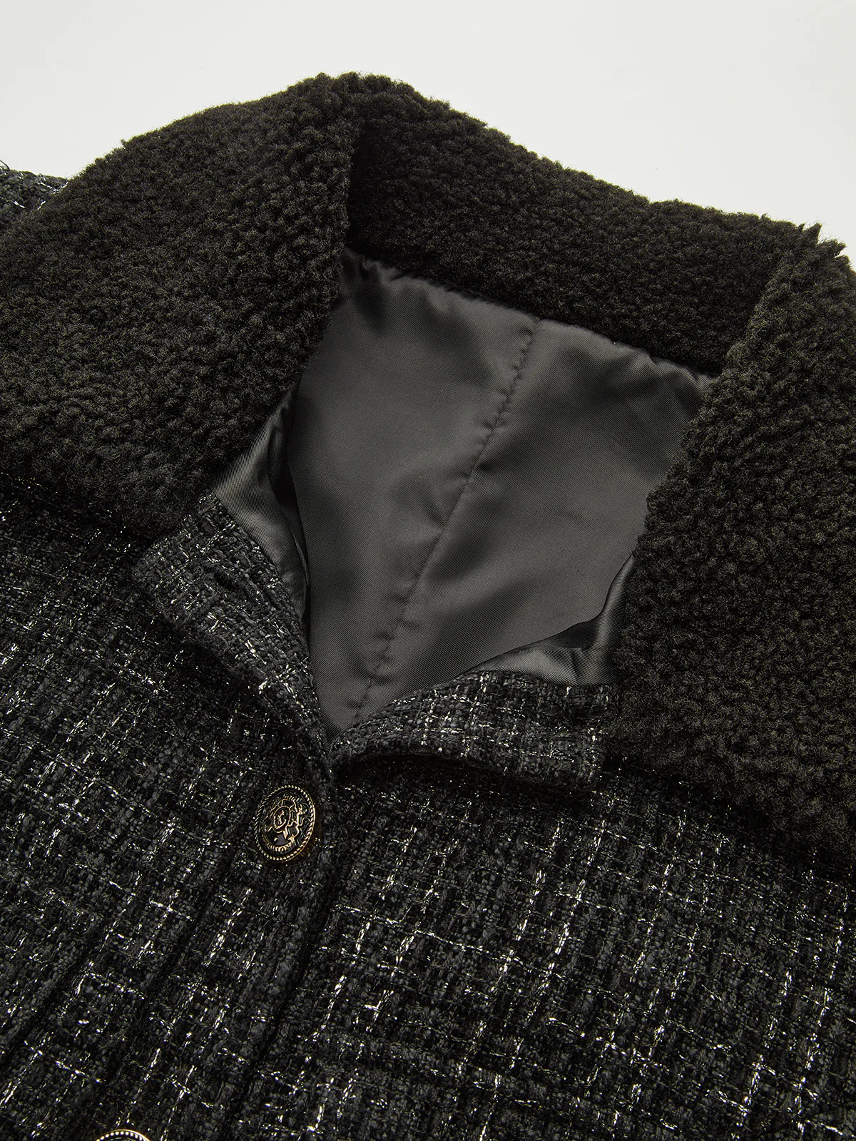 Faux Fur Collar Tweed Belted Mini Dress