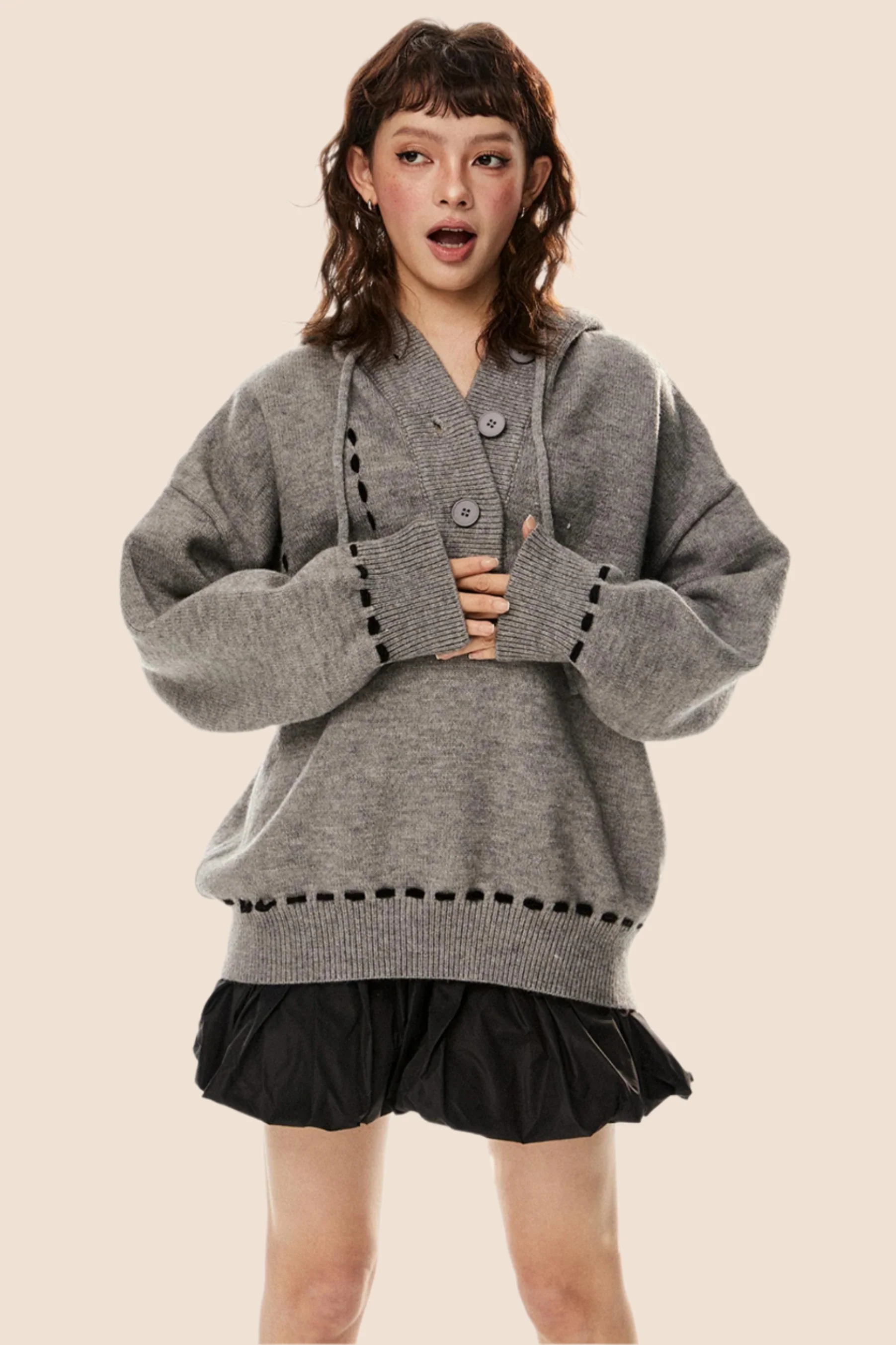 American Retro Drawstring Hooded Top