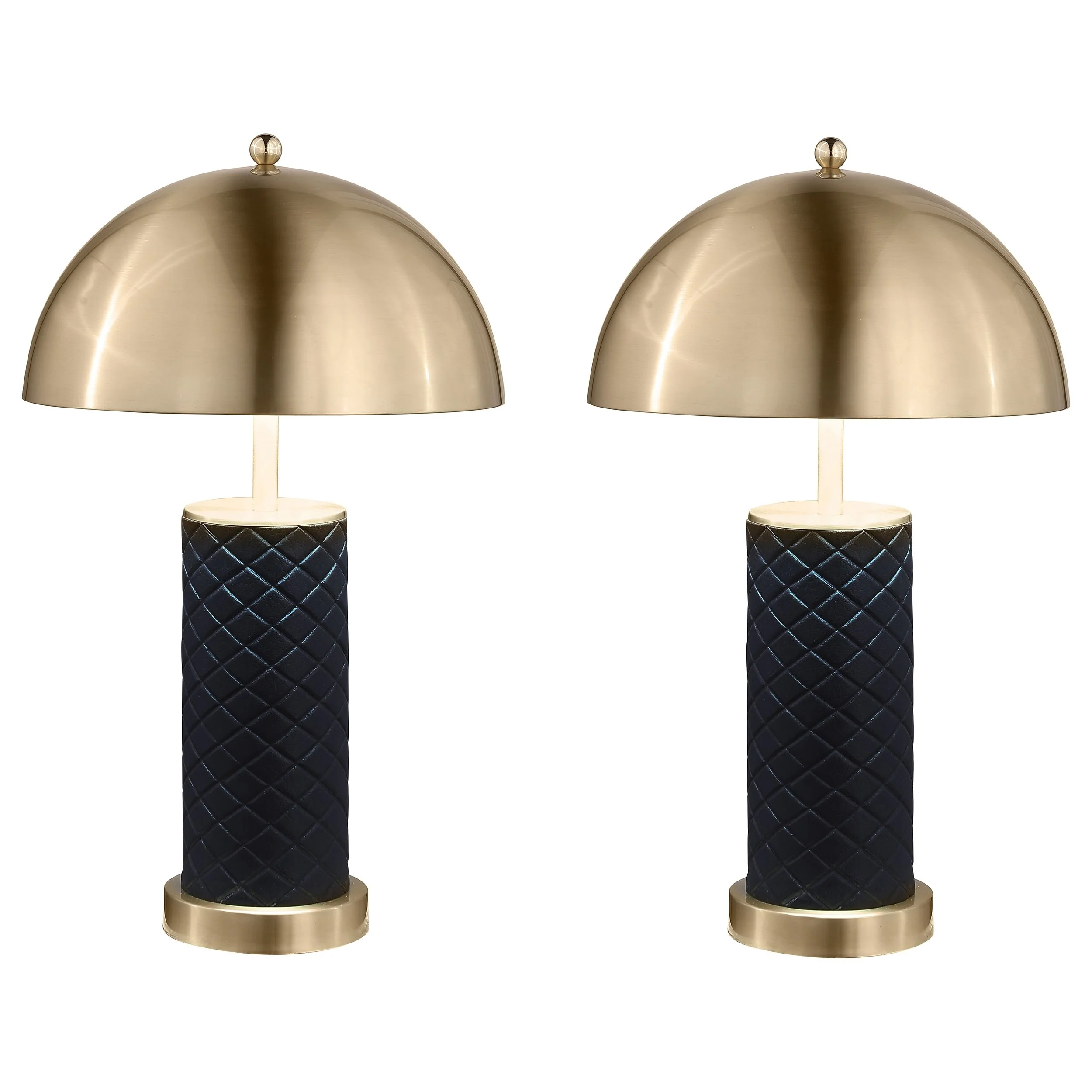 Black 23-inch Dome Quilted Table Lamp (Set of 2)