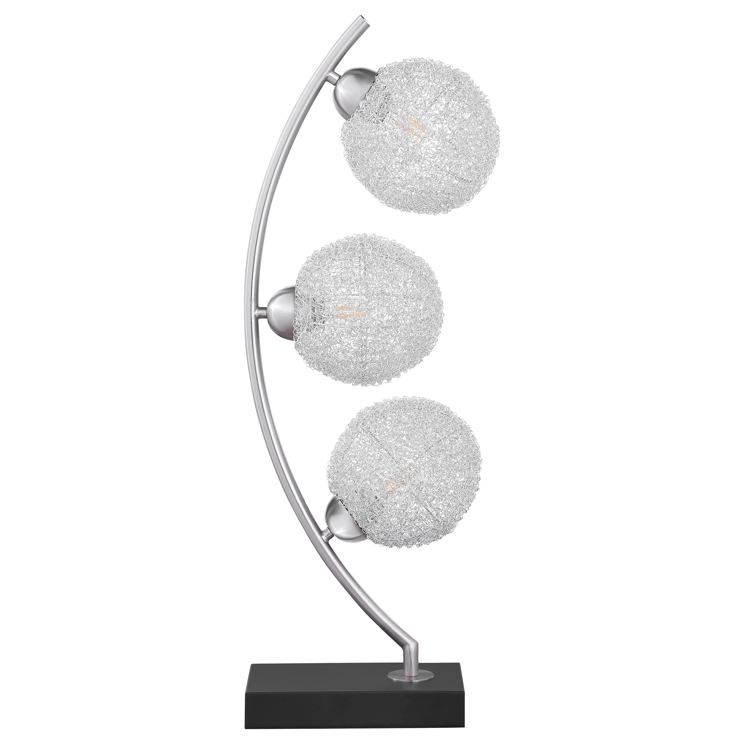 Black 30-inch Woven Spherical Metal Table Lamp