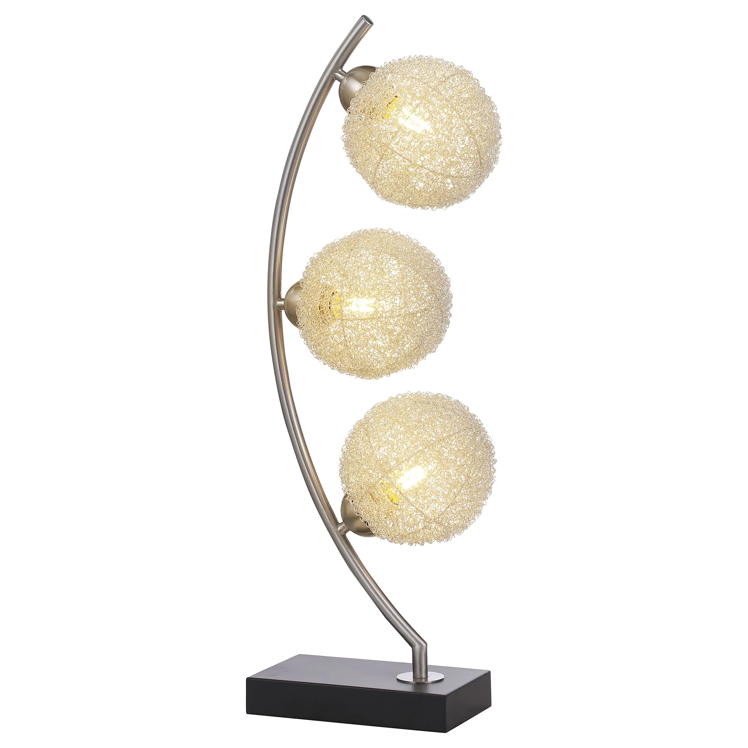 Black 30-inch Woven Spherical Metal Table Lamp