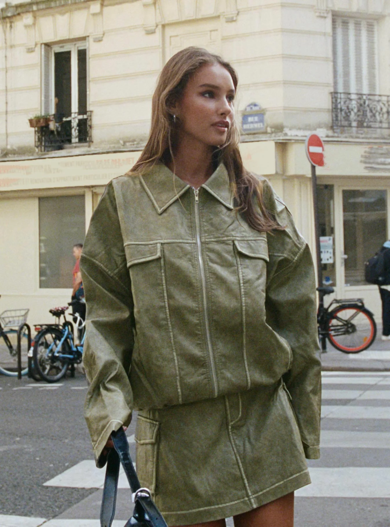 Faux Leather Mini Skirt Green