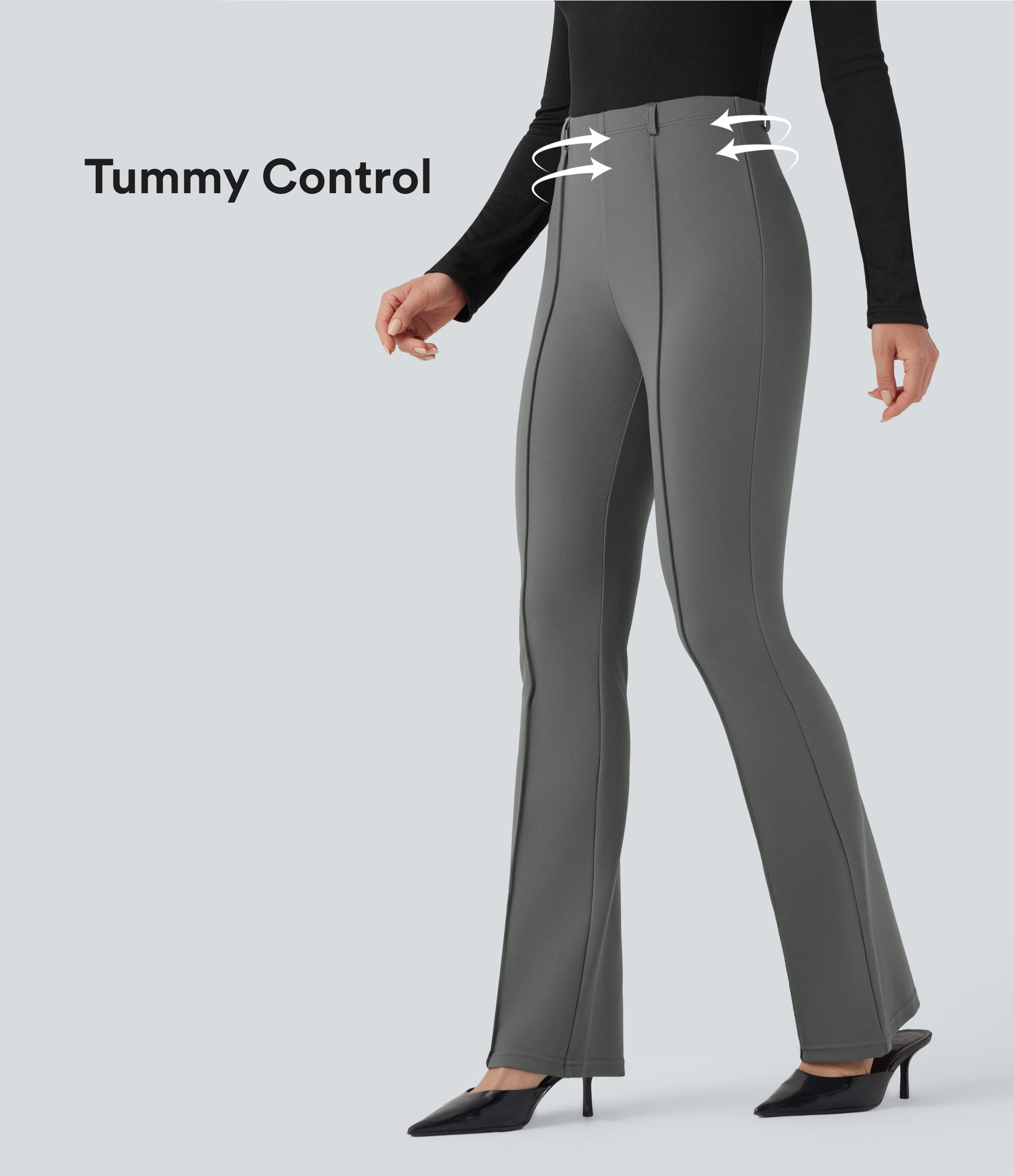 Mid Rise Tummy Control Work Bootcut Pants