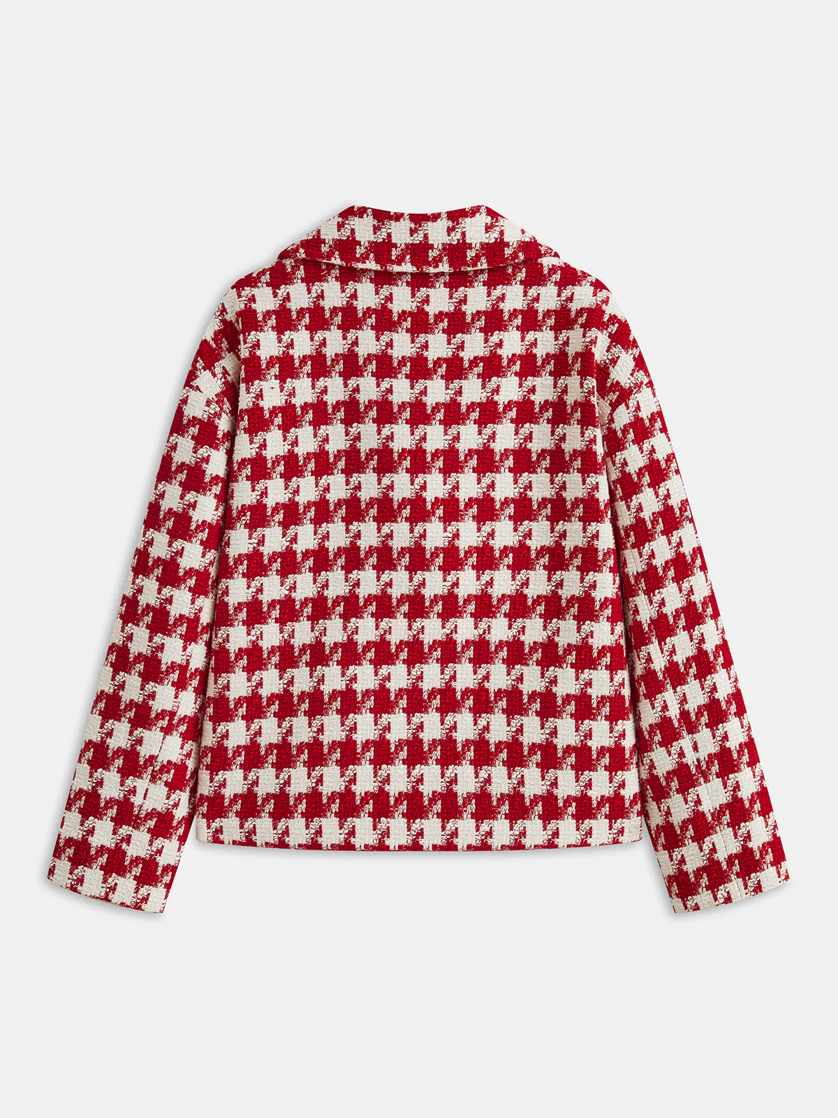 Houndstooth Tweed Double-Breasted Blazer