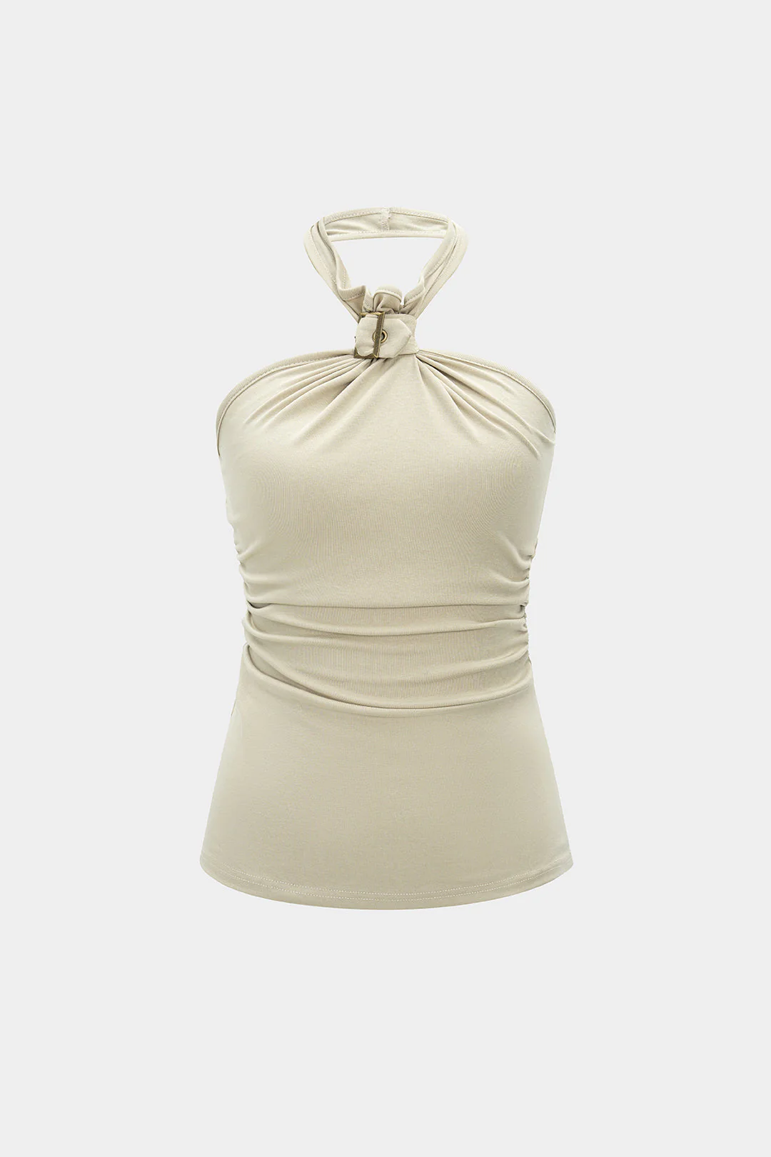 Satin Tie Front Backless Ruched Cami Top