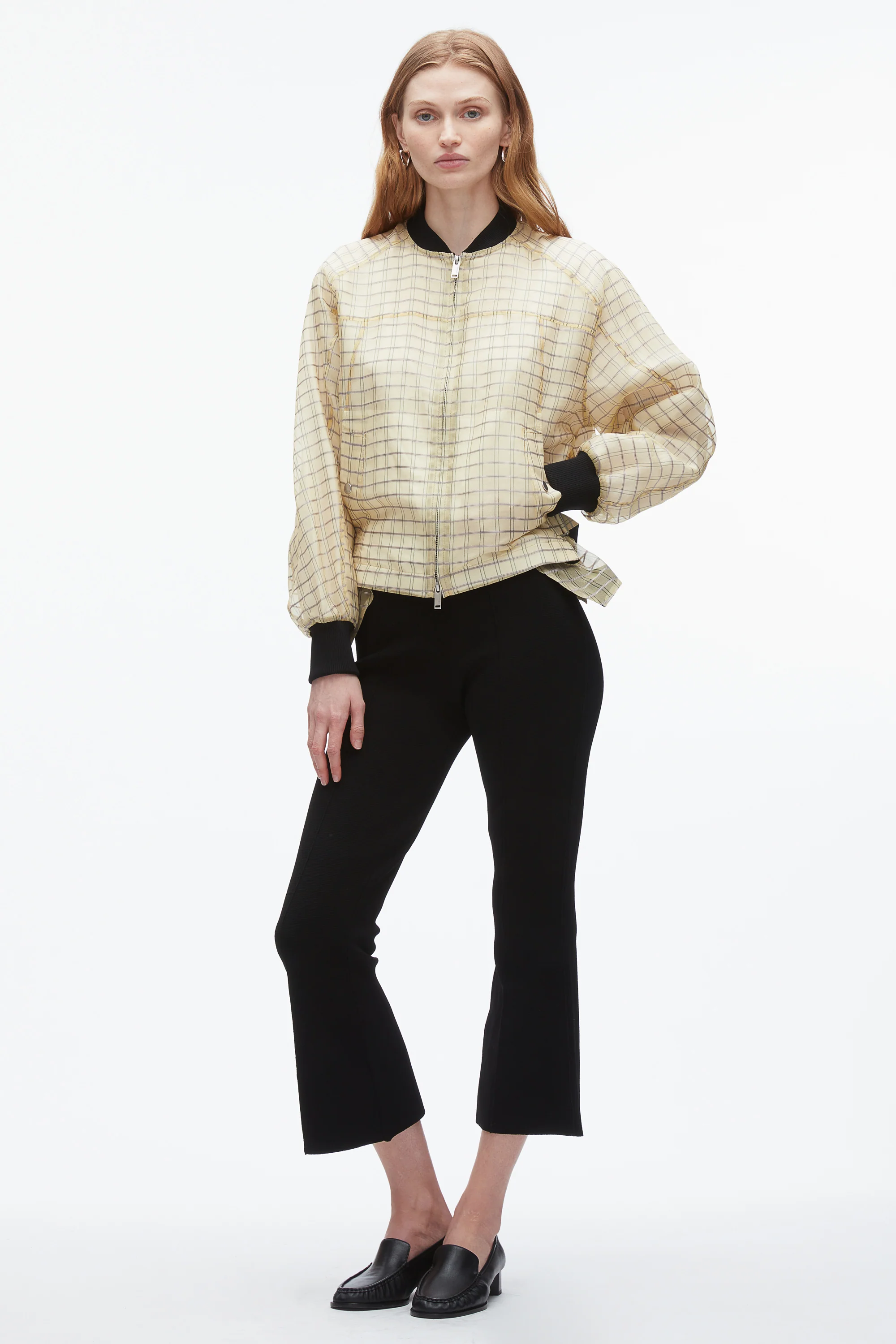 Plaid Organza Bomber Jacket