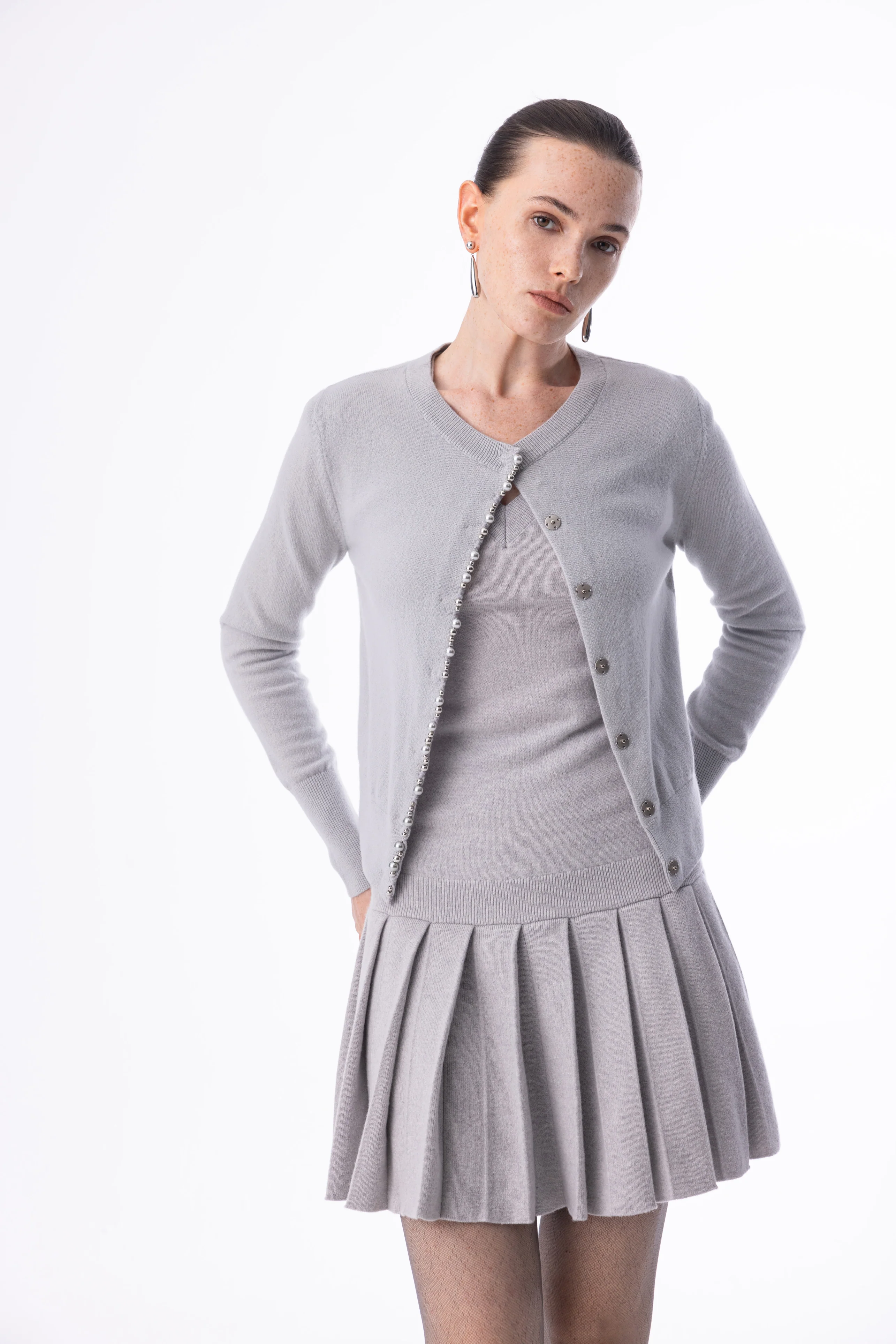 Pearl edge wool cardigan