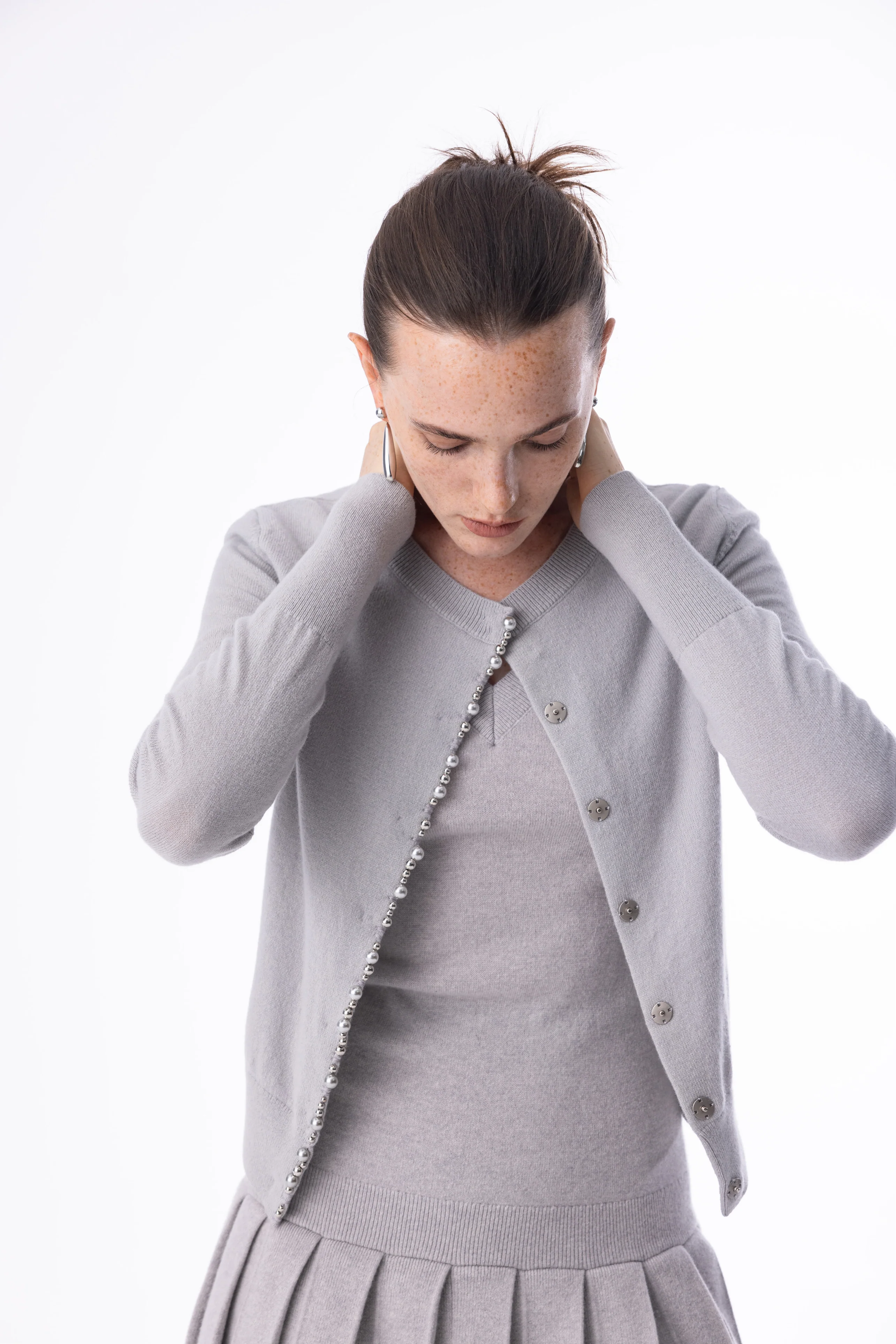 Pearl edge wool cardigan