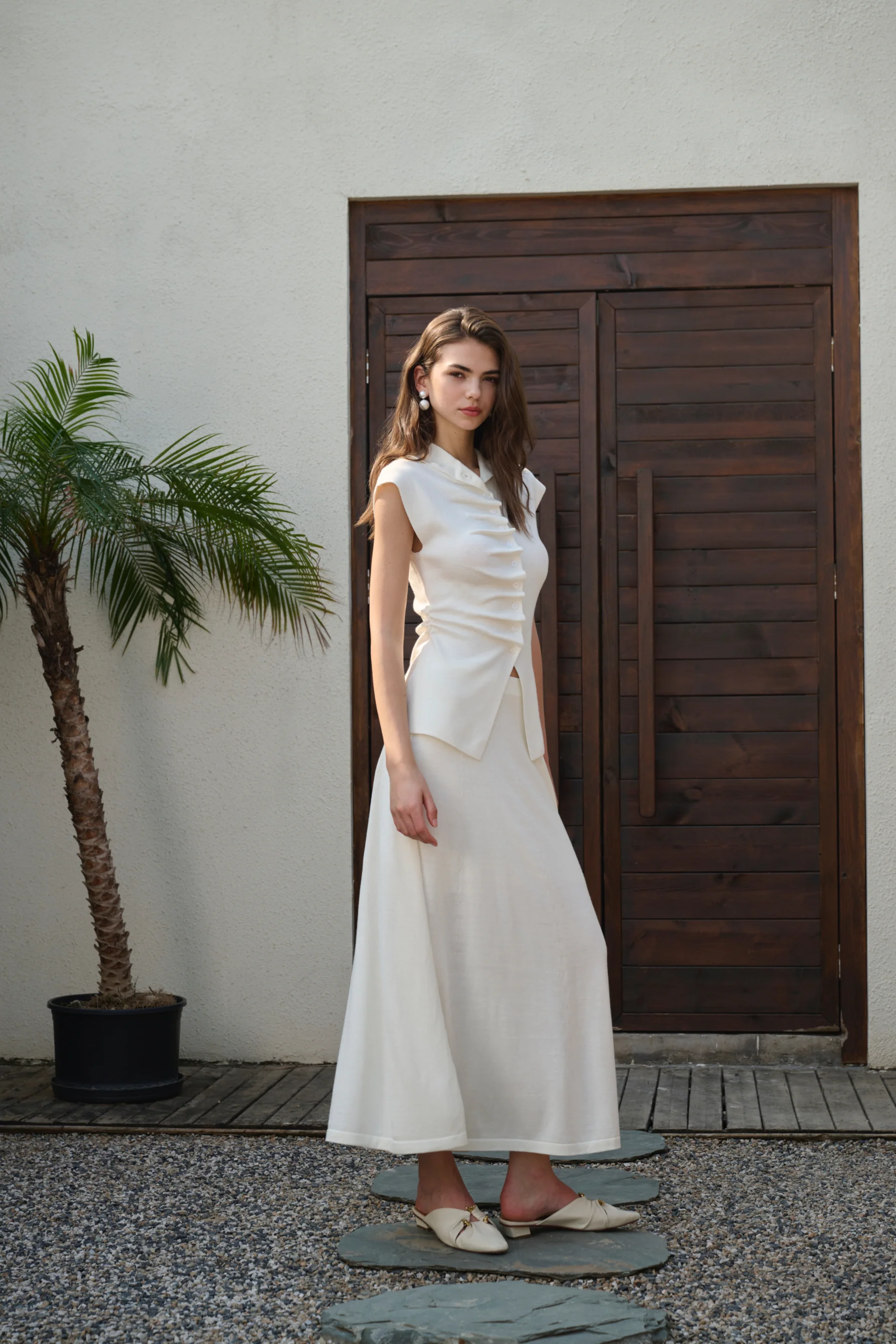 Ruched accent knit set