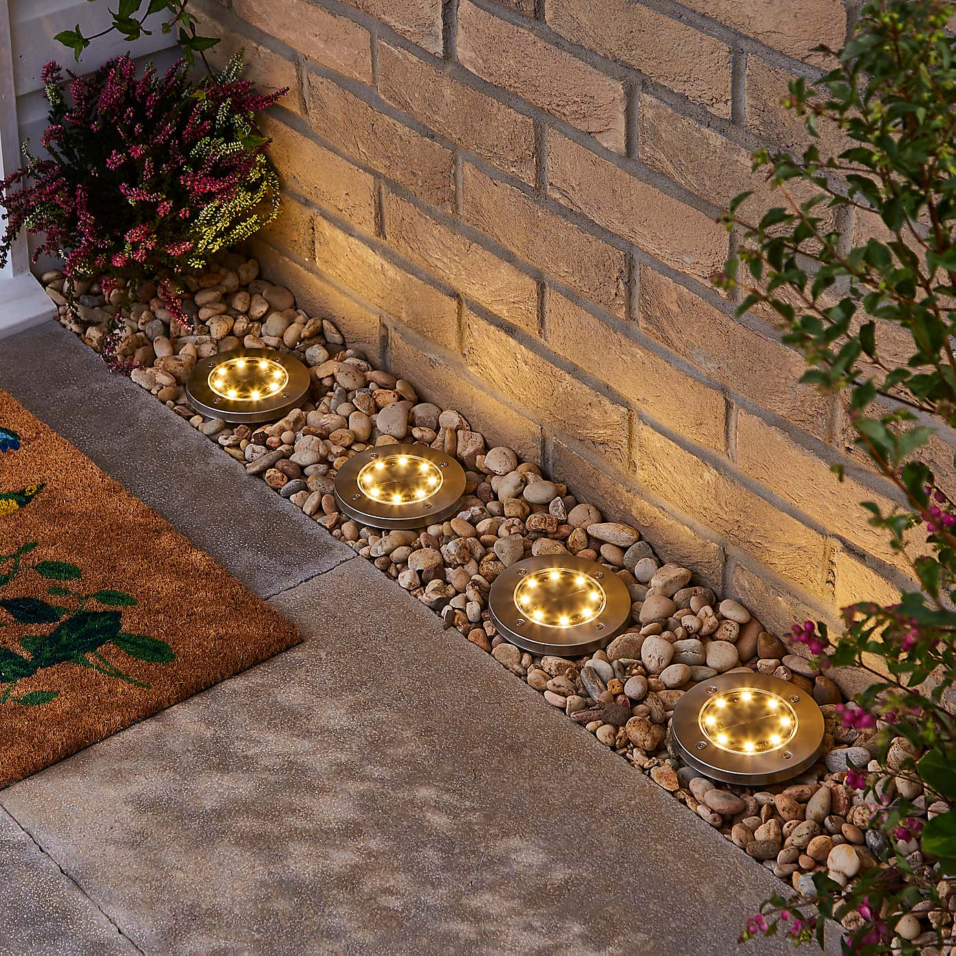 Solar Set of 4 Round Path Lights